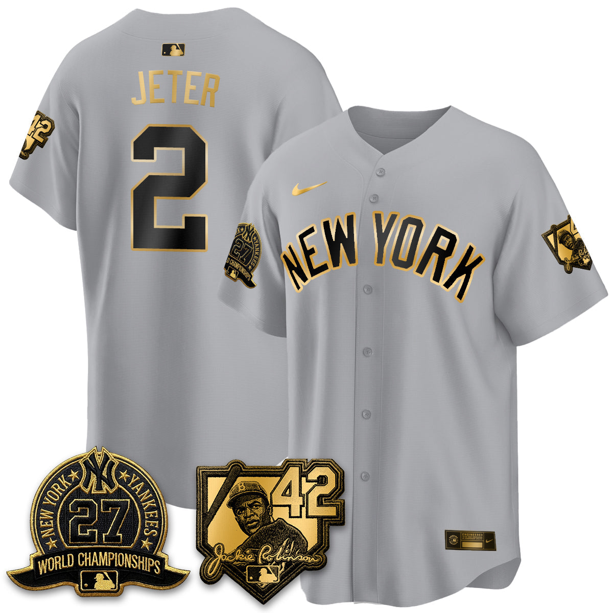New York Yankees 2026 Jackie Robinson Day Vapor Limited Gold Edition Jersey - All Stitched
