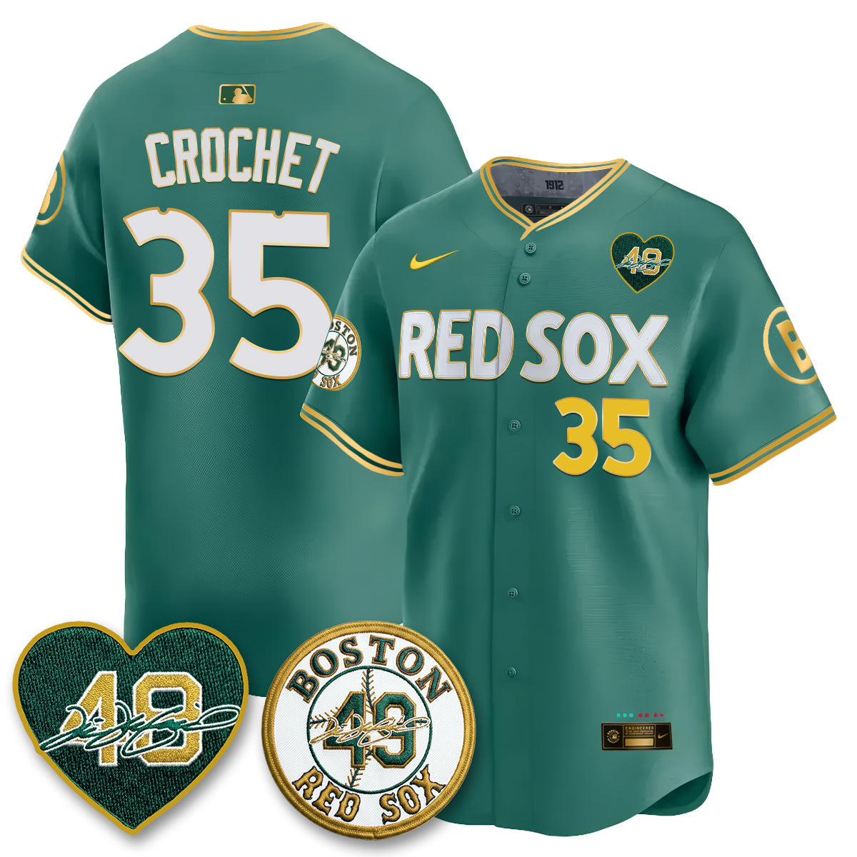 BOS Tim Wakefield Memorial Patch Vaper Premier Limited Gold Edition Jersey - Stitched