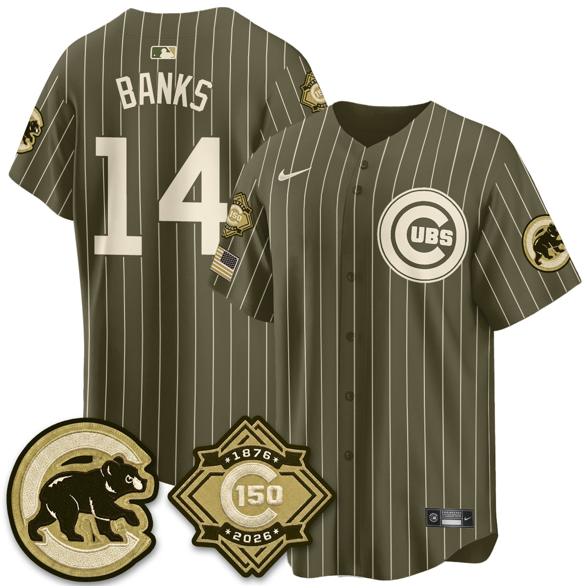 Chicago Cubs New Era Olive 2026 Armed Forces Day Jersey -All Stitched