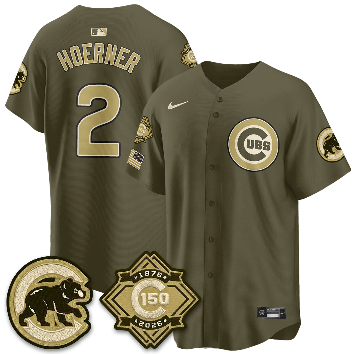 Chicago Cubs New Era Olive 2026 Armed Forces Day Jersey -All Stitched