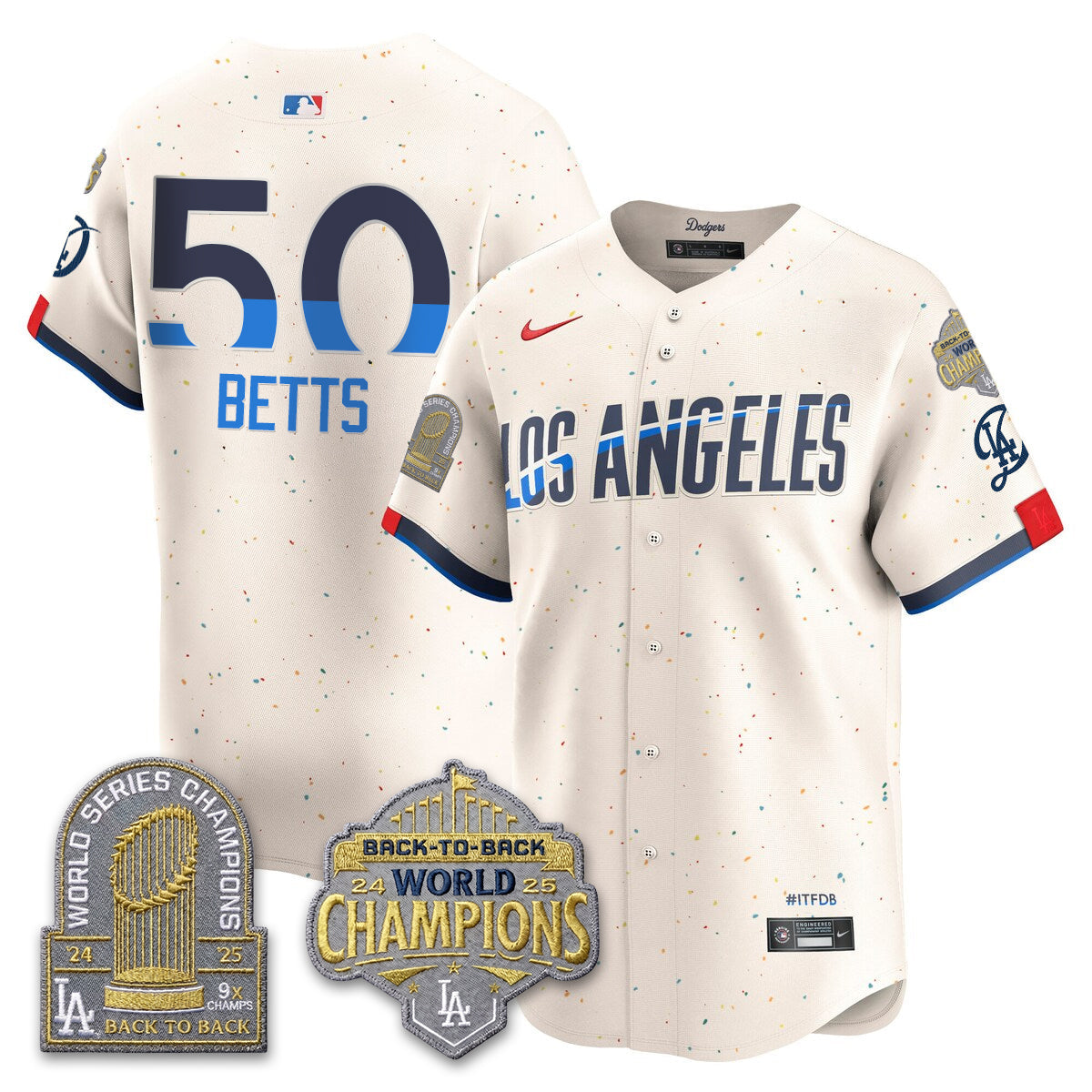 Los Angeles Dodgers Gold Collection Vapor Limited Jersey - 9x & B2B Champs - All Stitched