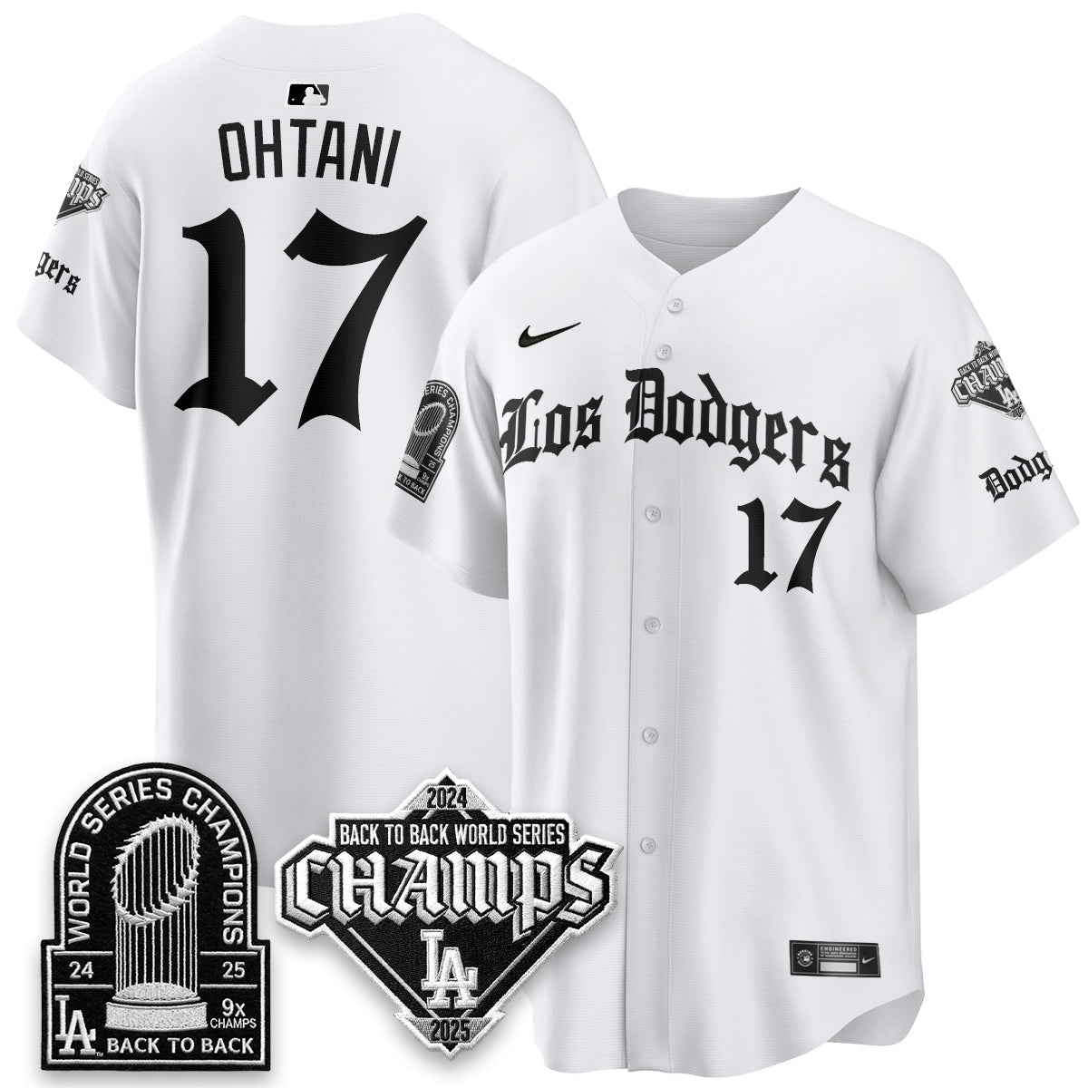 Los Angeles Dodgers World Series Champions B2B Patch Vapor Premier Limited Gothic Edition Jersey - All Stitched