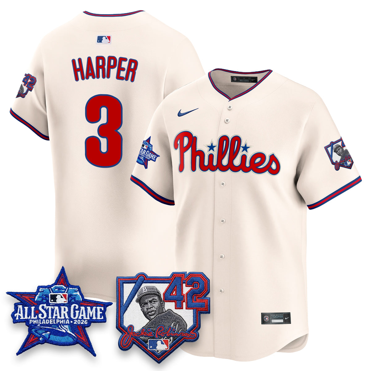 Philadelphia Phillies 2026 Jackie Robinson New Era - All Star Game Vapor Limited Jersey - All Stitched
