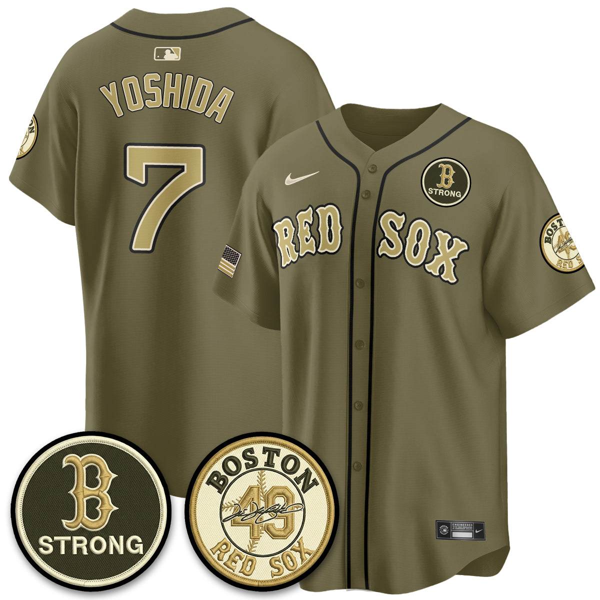 Boston Red Sox New Era Olive 2026 Armed Forces Day Jersey - All Stitched