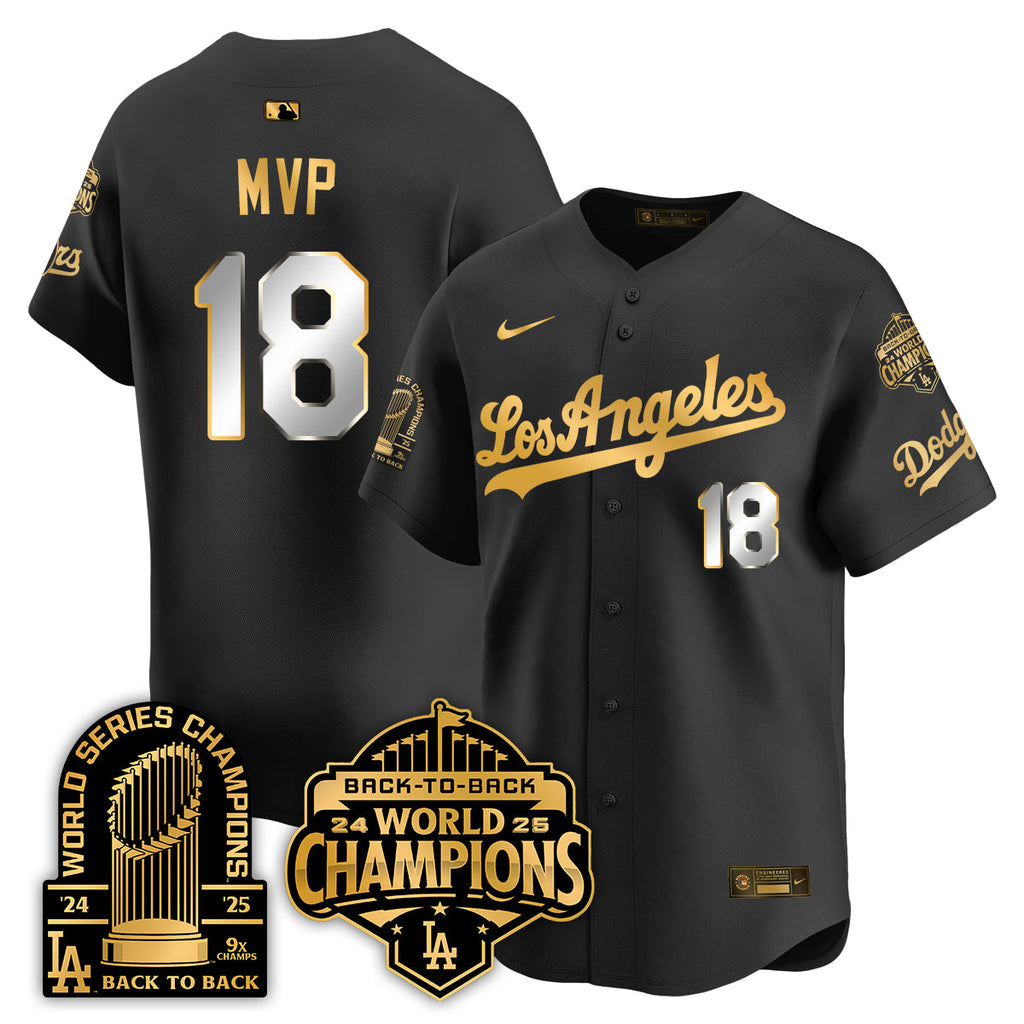 Los Angeles Dodgers Gold Collection Vapor Limited Jersey - 9x & B2B Champs - All Stitched
