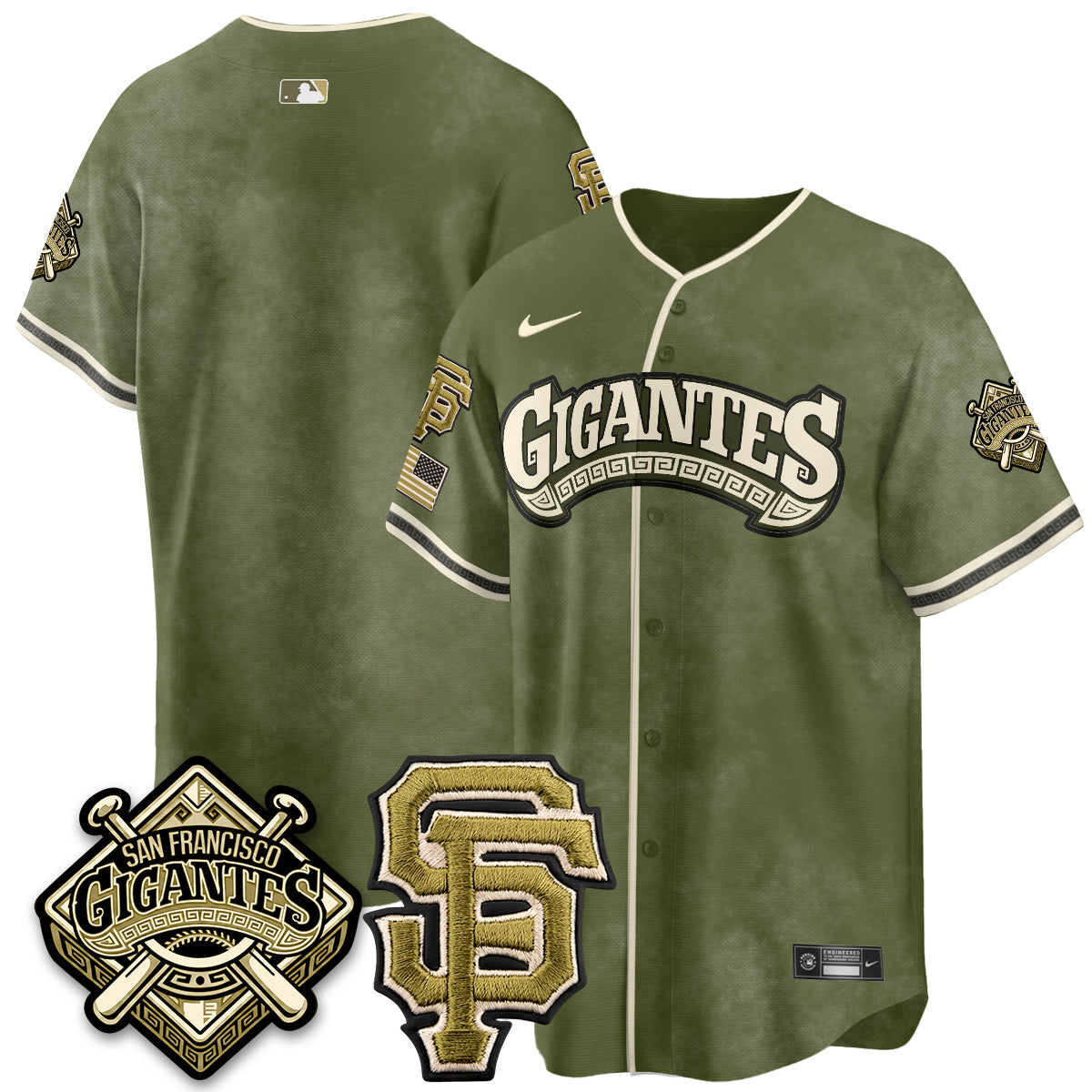 San Francisco Giants New Era Olive 2026 Armed Forces Day Jersey - All Stitched