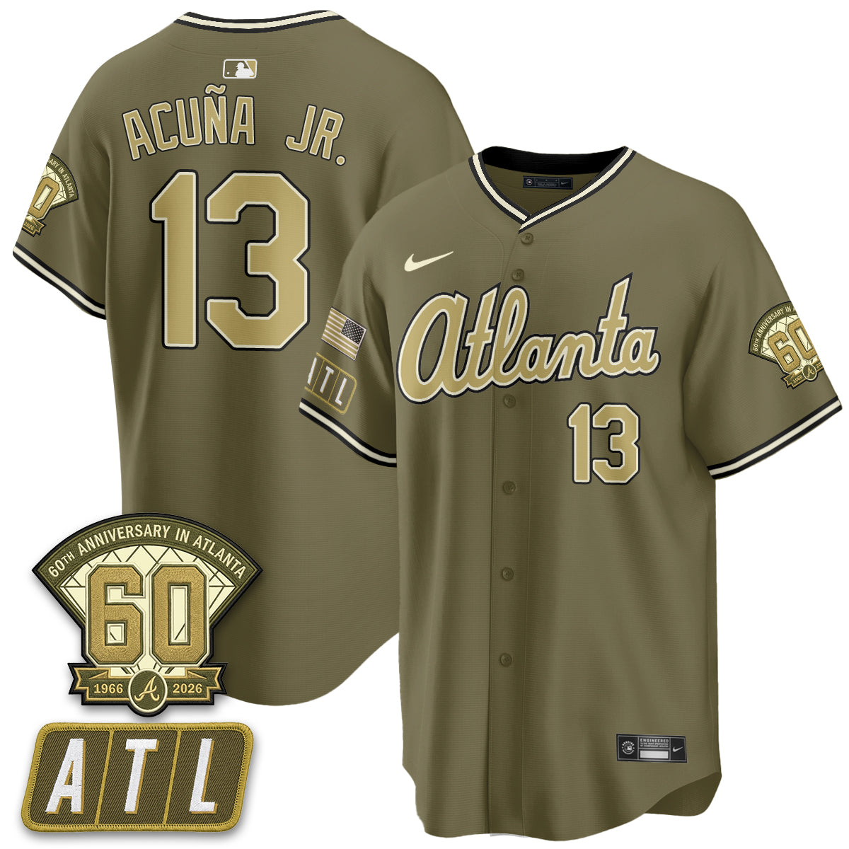 Atlanta Braves New Era Olive 2026 Armed Forces Day Vapor Limited Jersey - All Stitched