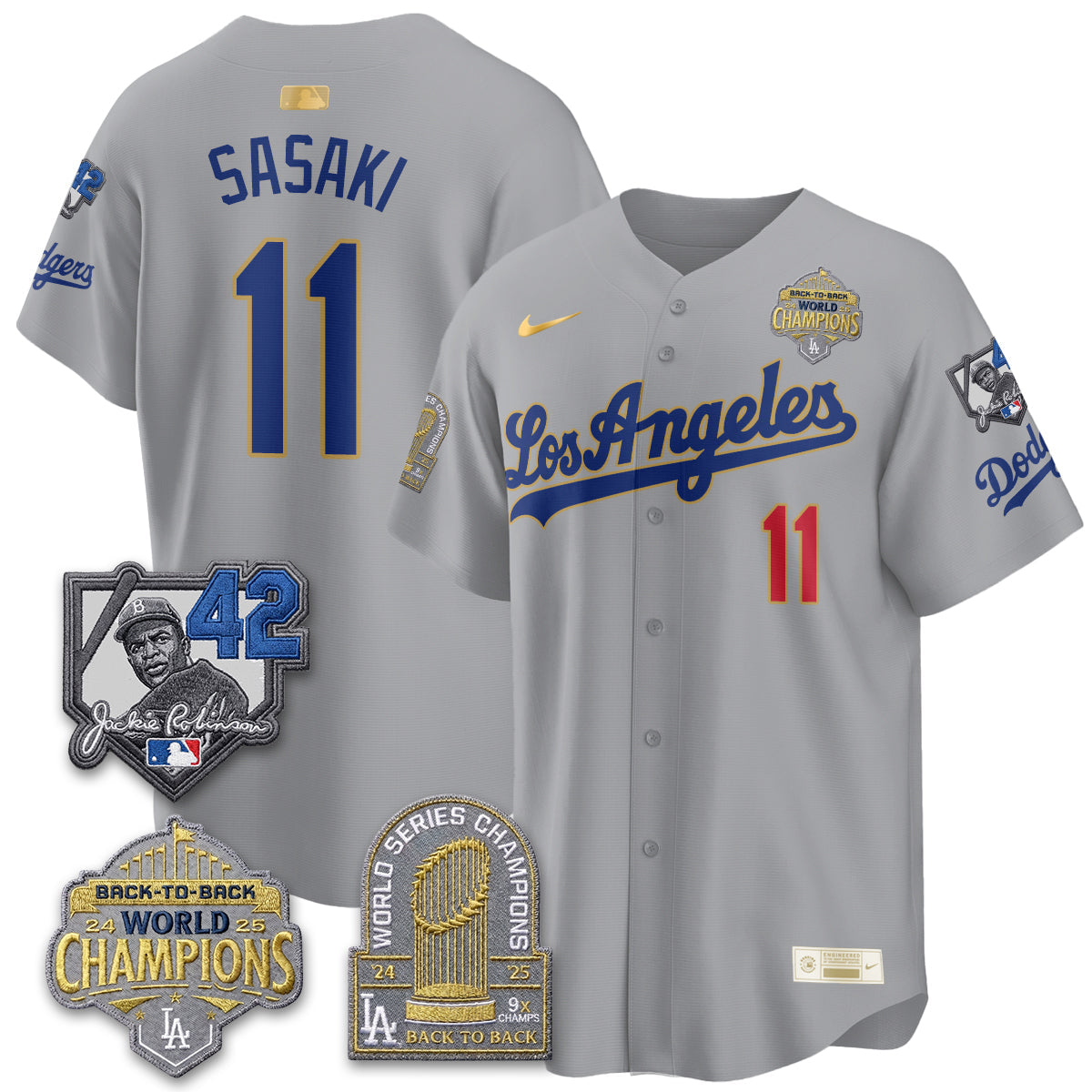 Los Angeles Dodgers 2026 New Era Gold Collection Vapor Limited Jersey - B2B Champs - All Stitched