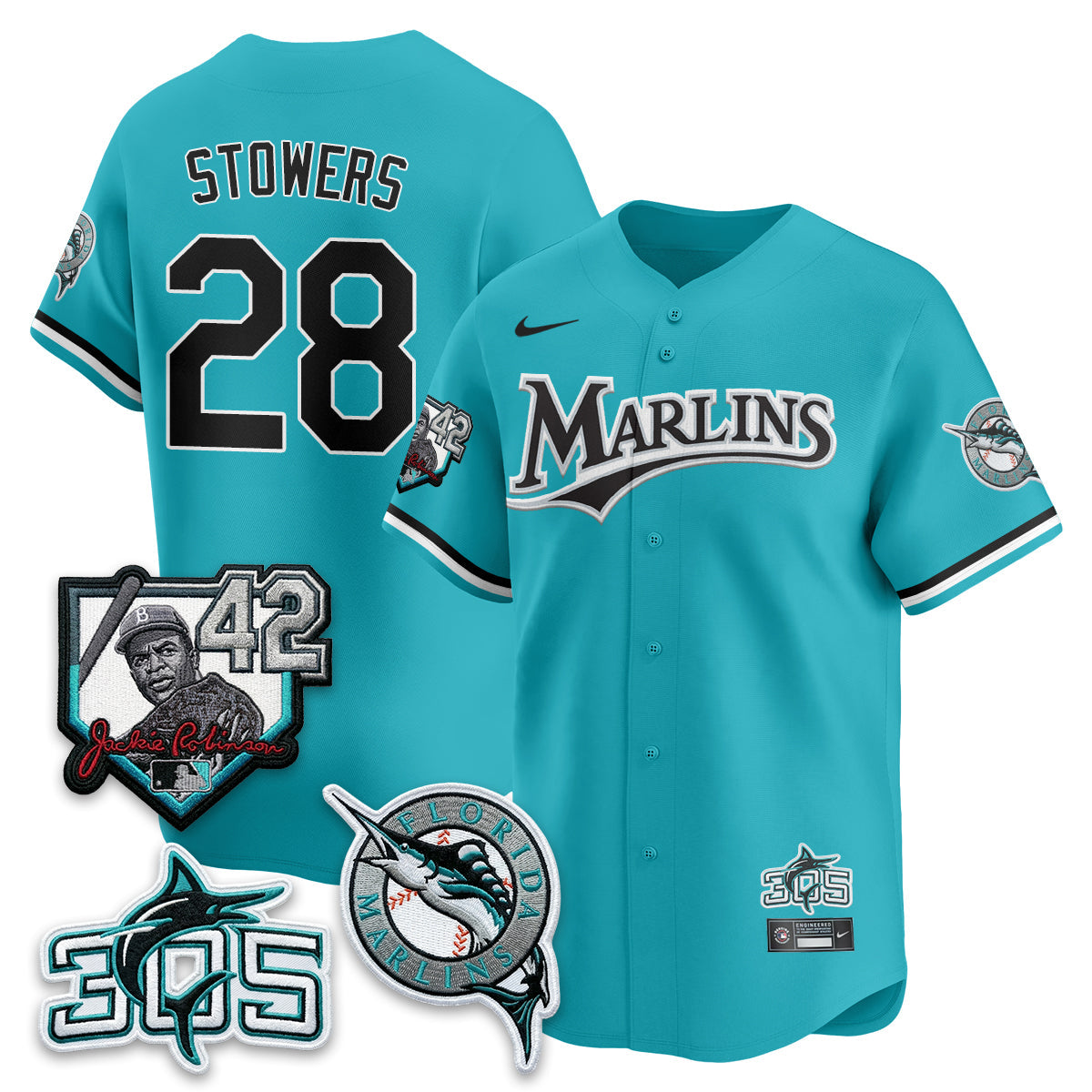 Miami Marlins 2026 Throwback Jackie Robinson New Era Vapor Limited Jersey - All Stitched
