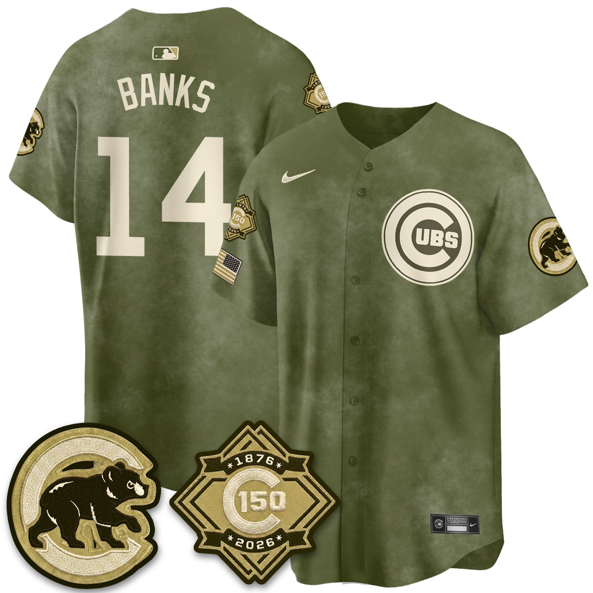 Chicago Cubs New Era Olive 2026 Armed Forces Day Jersey -All Stitched