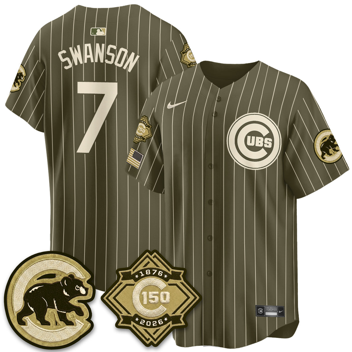 Chicago Cubs New Era Olive 2026 Armed Forces Day Jersey -All Stitched