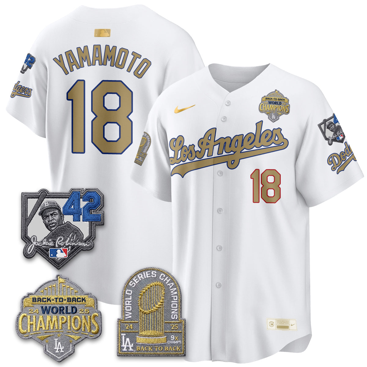 Los Angeles Dodgers 2026 New Era Gold Collection Vapor Limited Jersey - B2B Champs - All Stitched