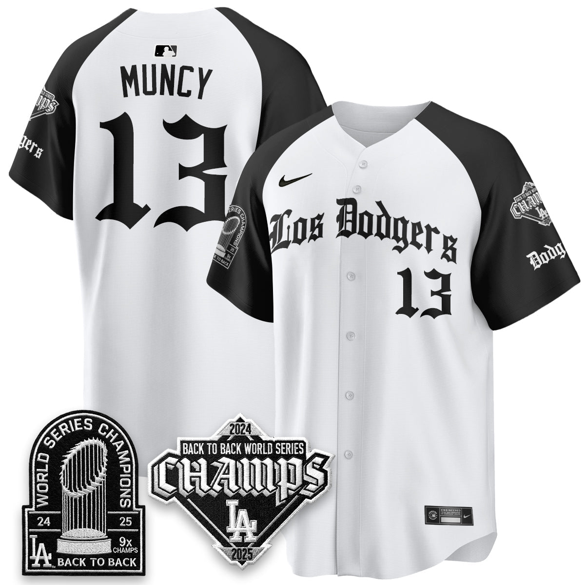 Los Angeles Dodgers World Series Champions B2B Patch Vapor Premier Limited Gothic Edition Jersey - All Stitched