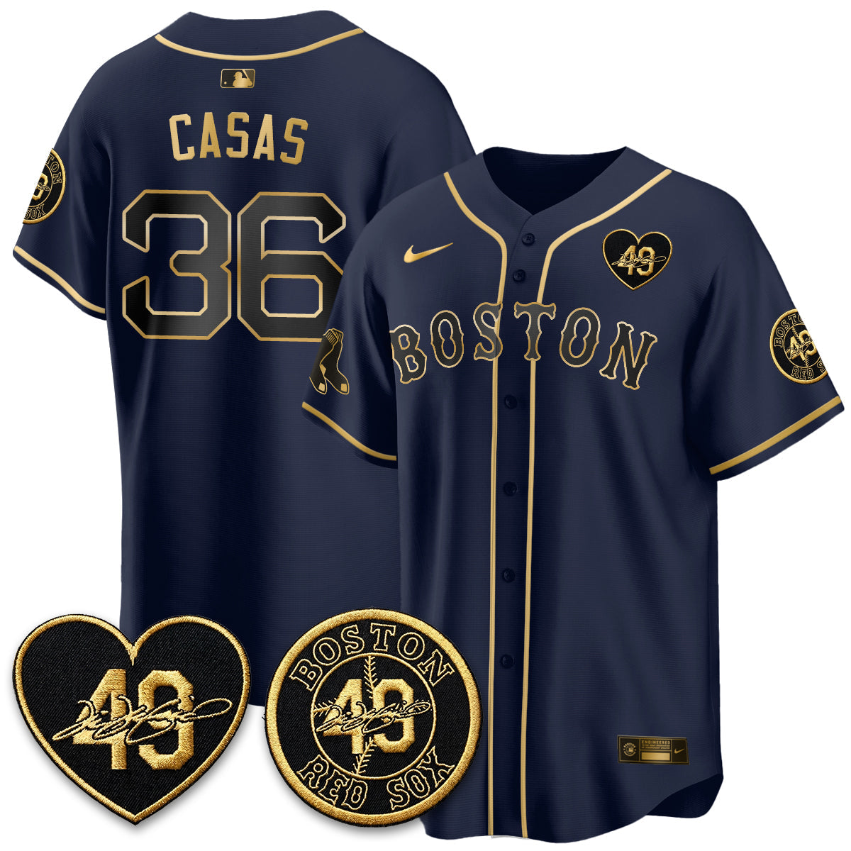 Boston Red Sox Tim Wakefield Memorial Patch Vaper Premier Limited Gold Edition Jersey - All Stitched