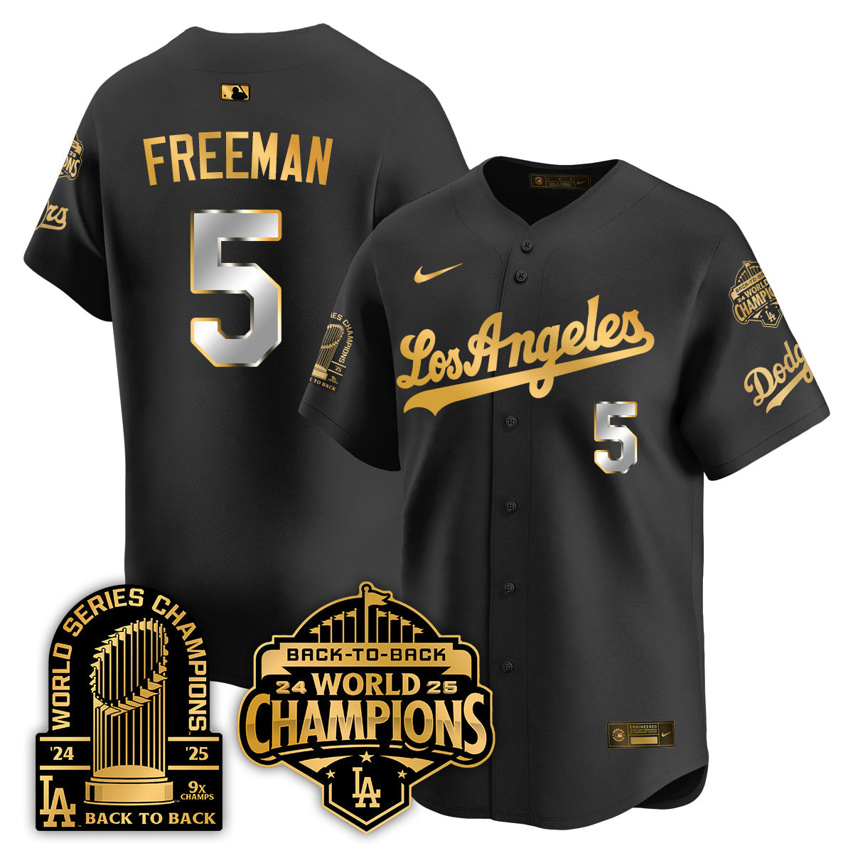 Los Angeles Dodgers Gold Collection Vapor Limited Jersey - 9x & B2B Champs - All Stitched