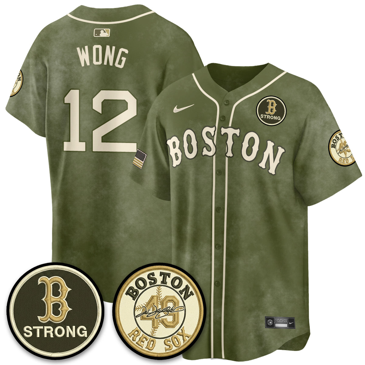 Boston Red Sox New Era Olive 2026 Armed Forces Day Jersey - All Stitched