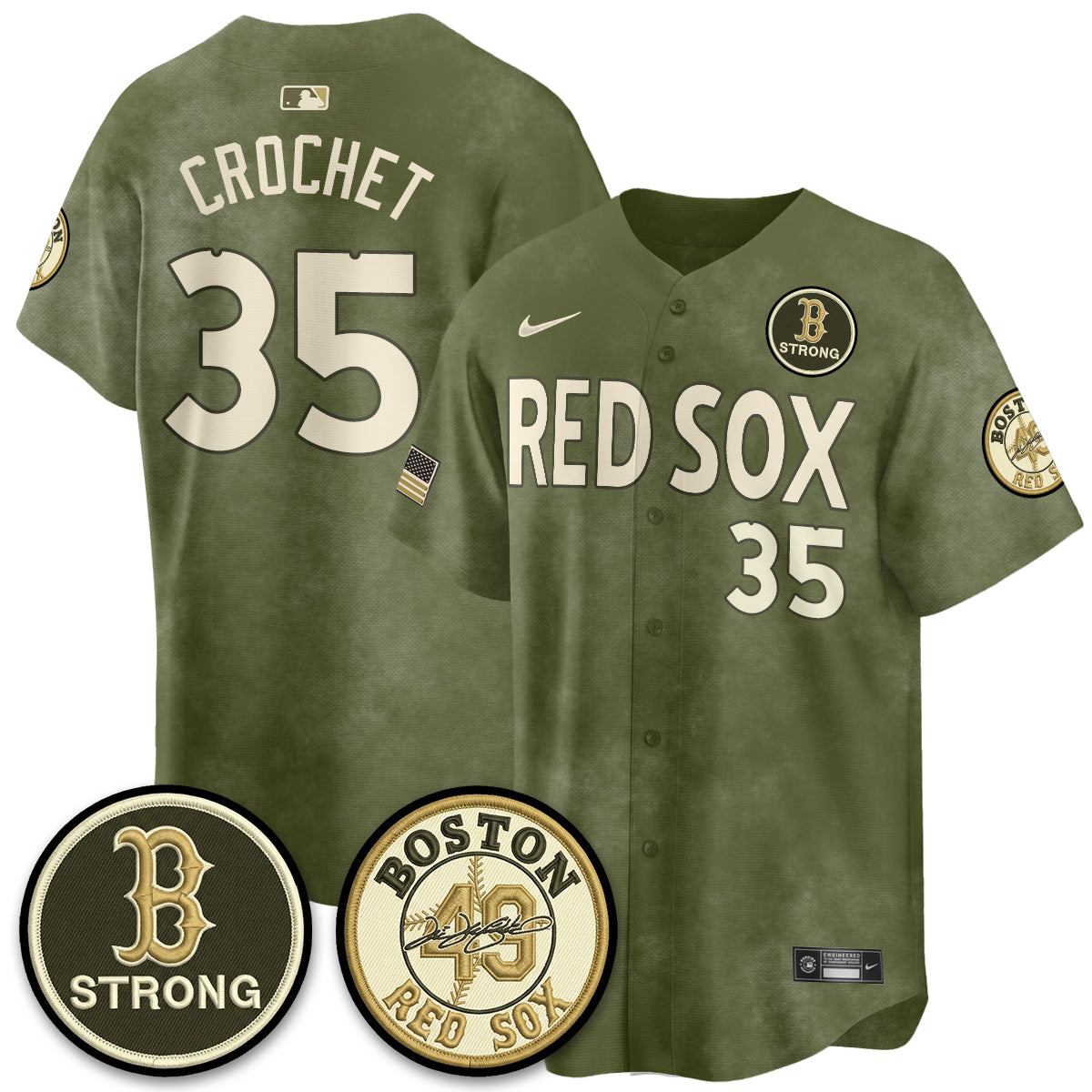 Boston Red Sox New Era Olive 2026 Armed Forces Day Jersey - All Stitched