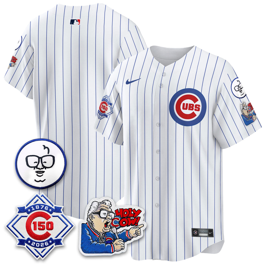 CHC 150th Anniversary Harry Caray Holy Cow Limited Navy Jersey - Stitched V2