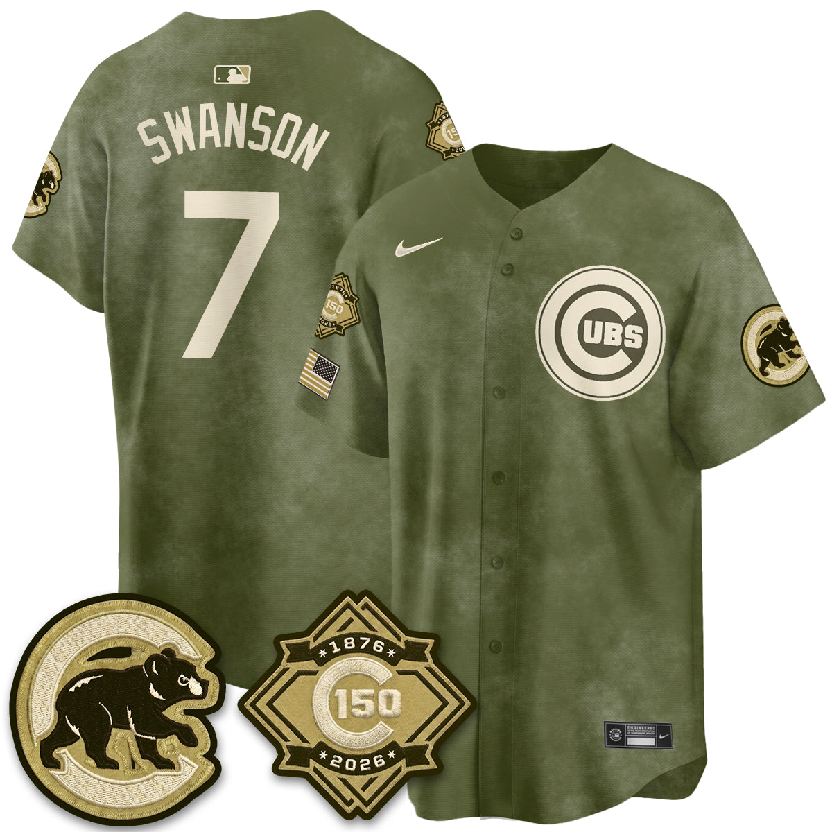 Chicago Cubs New Era Olive 2026 Armed Forces Day Jersey -All Stitched