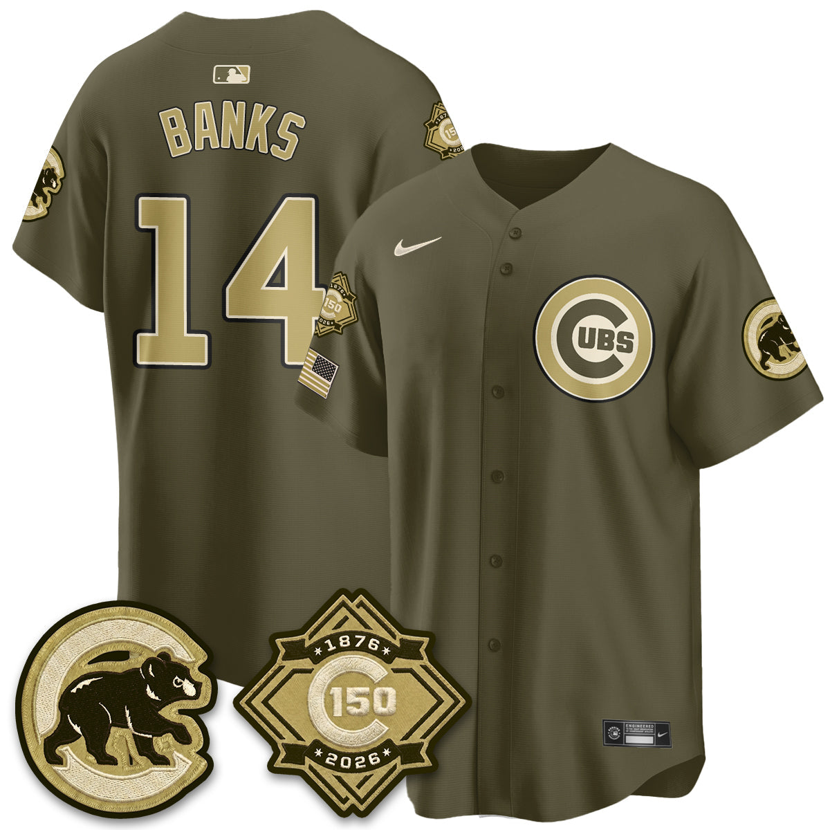 Chicago Cubs New Era Olive 2026 Armed Forces Day Jersey -All Stitched