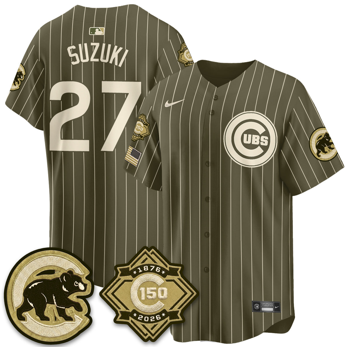 Chicago Cubs New Era Olive 2026 Armed Forces Day Jersey -All Stitched