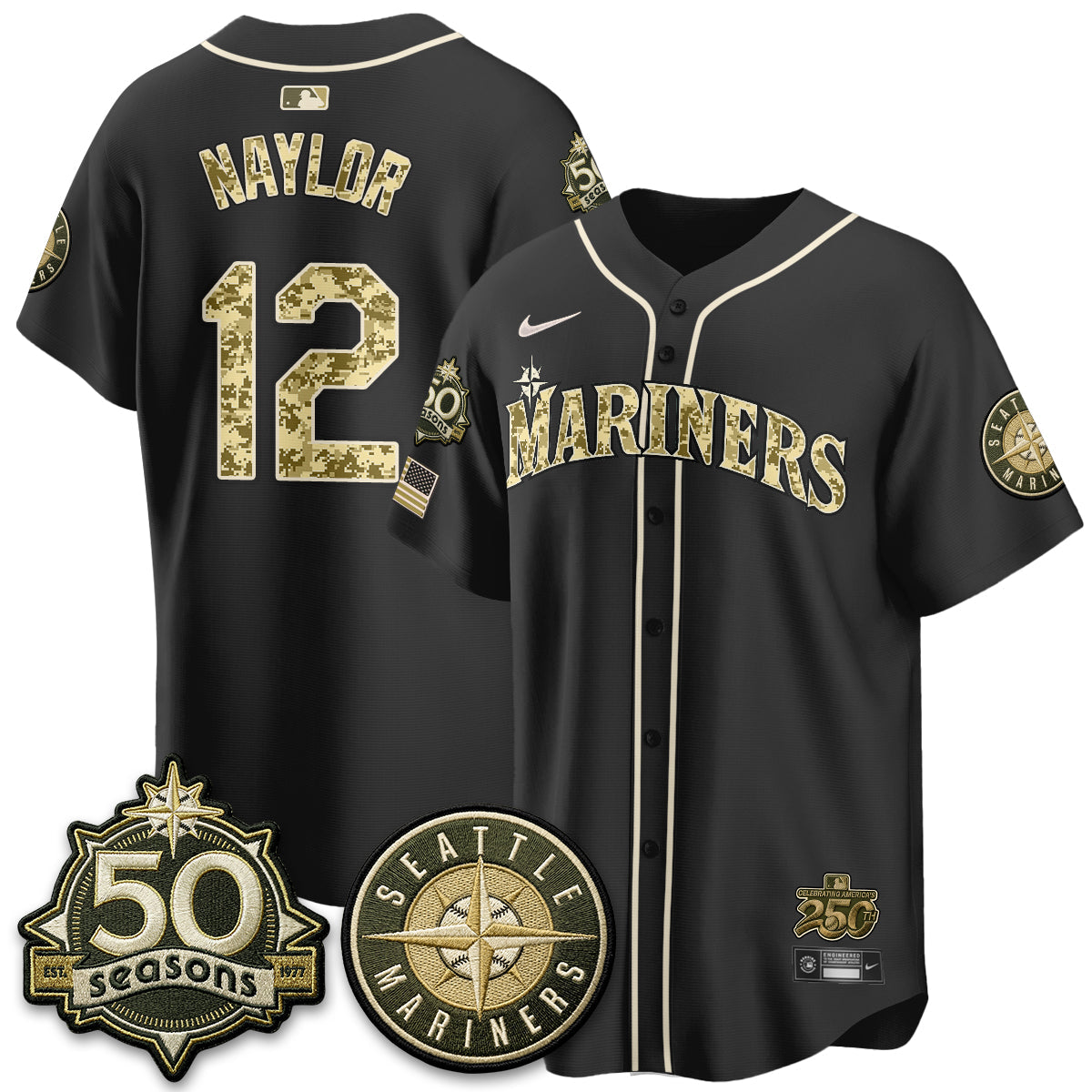 Seattle Mariners 2026 Armed Forces Day Jersey V3 - All Stitched