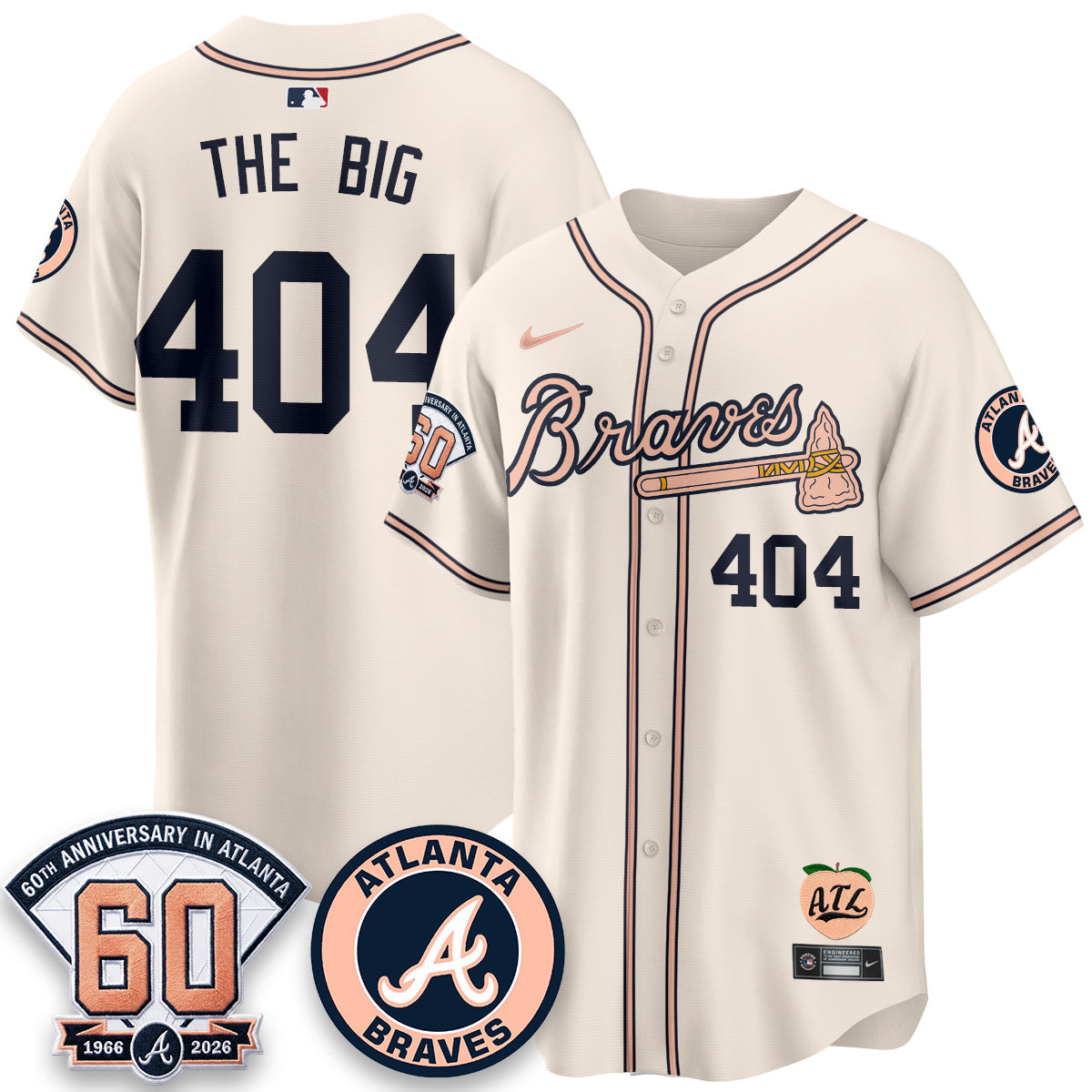 ATL 60th Anniversary Peach Edition Vapor Premier Limited Jersey - All Stitched