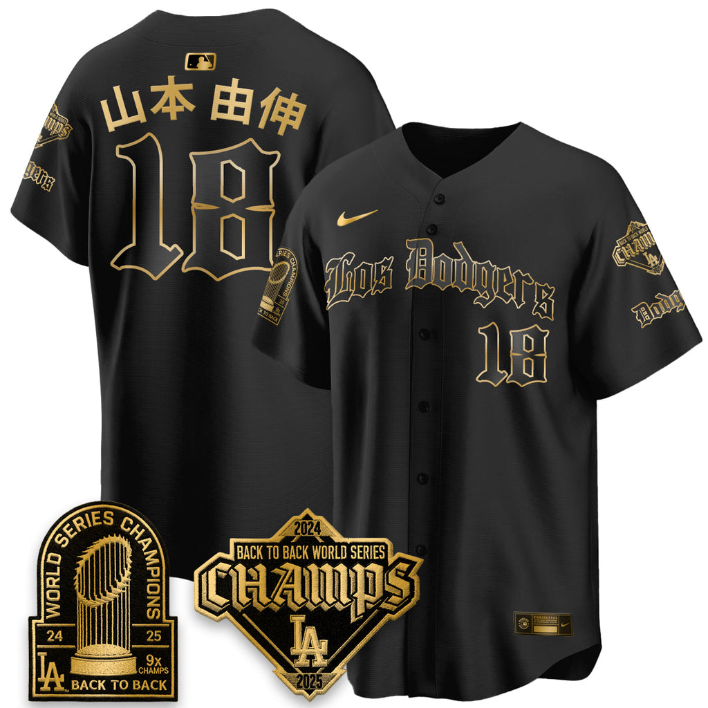 Los Angeles Dodgers World Series Champions B2B Patch Vapor Premier Limited Gothic Edition Jersey - All Stitched