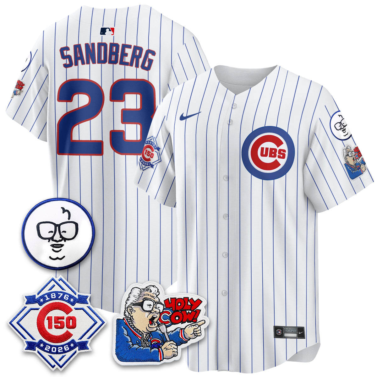 Chicago Cubs 150th Anniversary Harry Caray Holy Cow Vapor Premier Limited Jersey - All Stitched V2