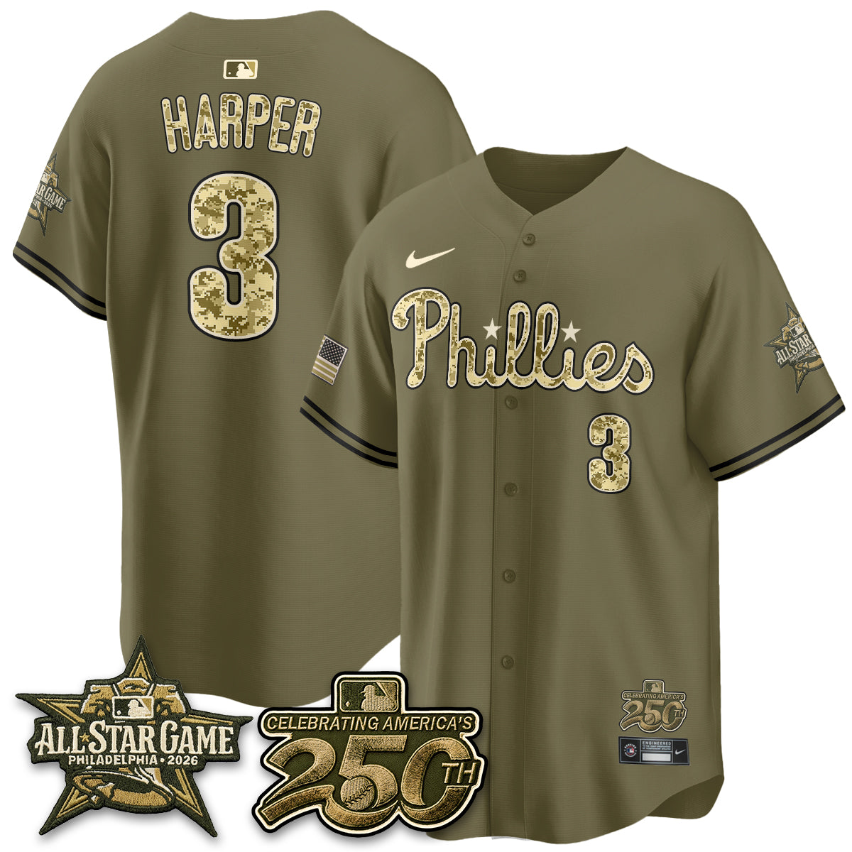 Philadelphia Phillies  2026 Armed Forces Day Jersey V3 - All Stitched