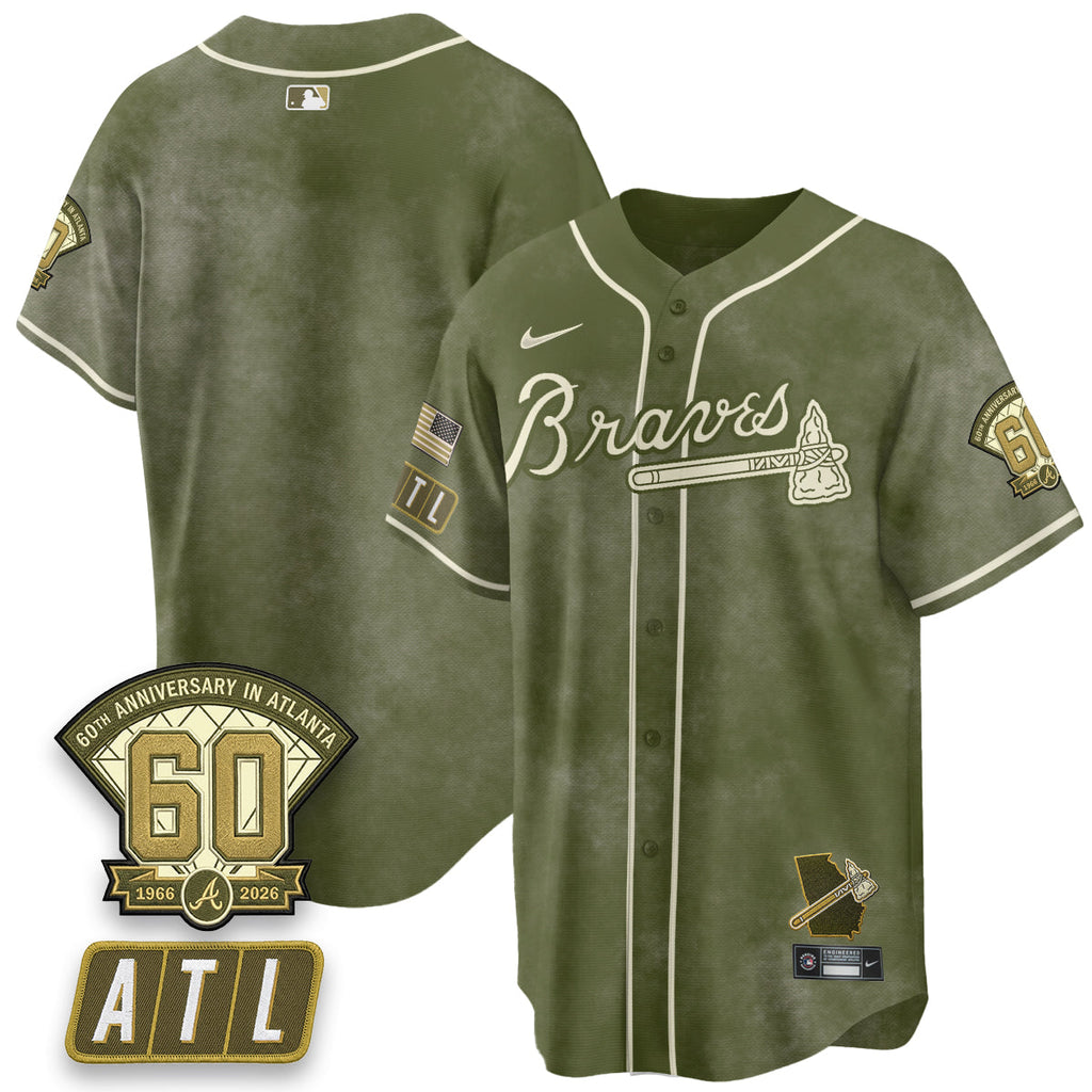 Atlanta Braves New Era Olive 2026 Armed Forces Day Vapor Limited Jersey - All Stitched