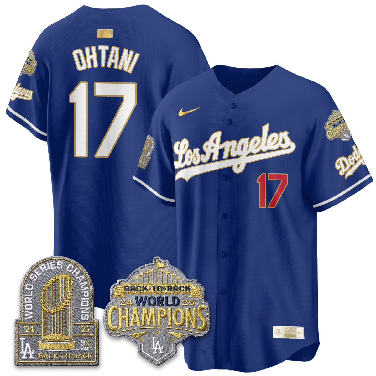 Los Angeles Dodgers Gold Collection Vapor Limited Jersey - 9x & B2B Champs - All Stitched