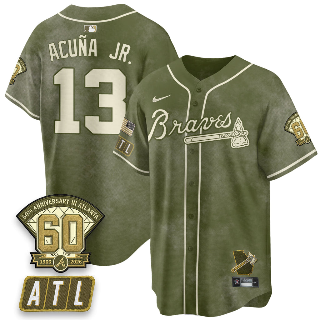 Atlanta Braves New Era Olive 2026 Armed Forces Day Vapor Limited Jersey - All Stitched