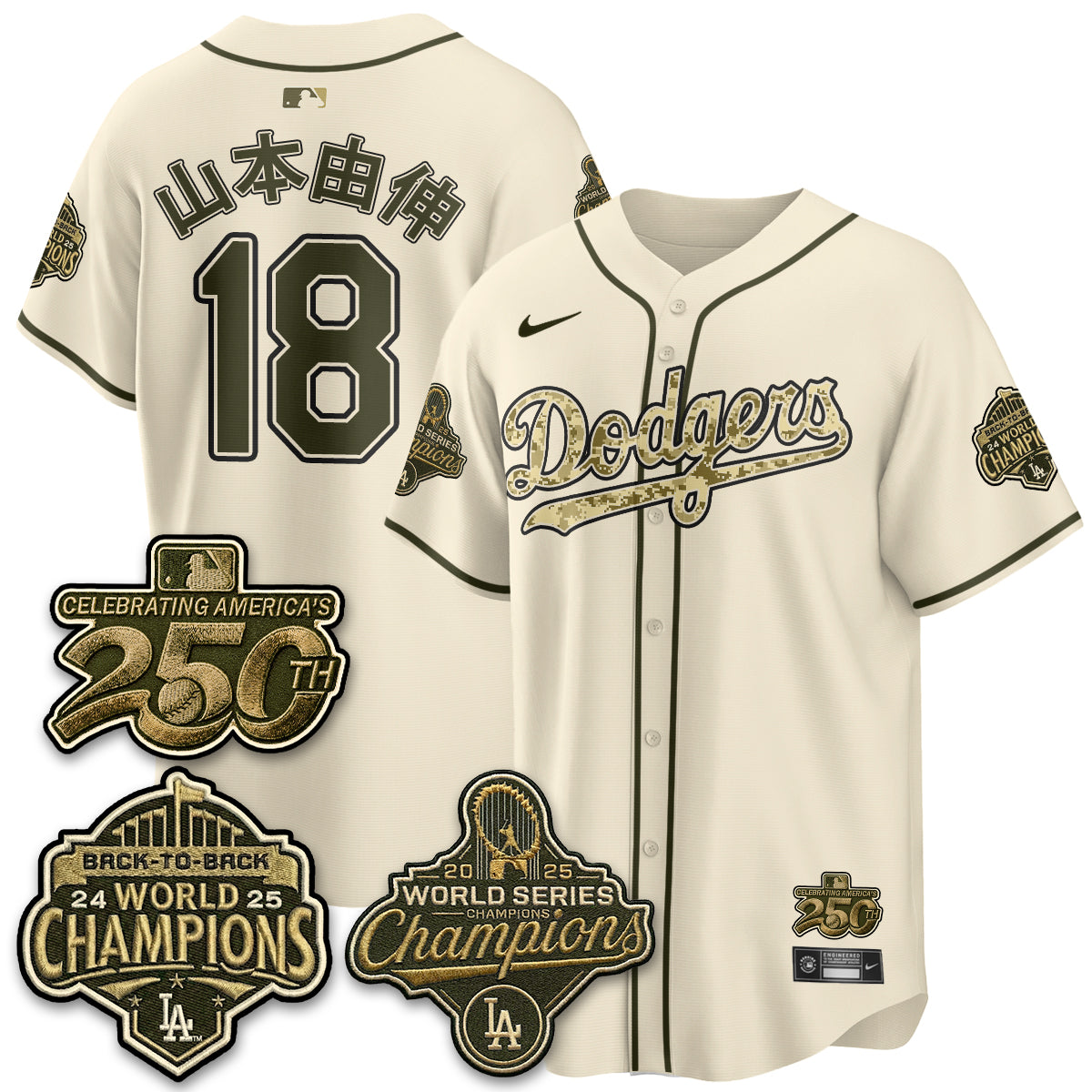 Los Angeles Dodgers Military Appreciation Game Day Jersey -All Stitched