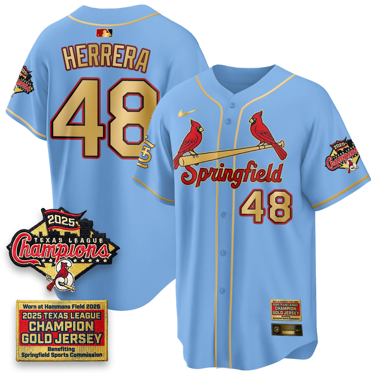 St. Louis Cardinals Springfield's Championship Gold Limited Jerseys - All Stitched
