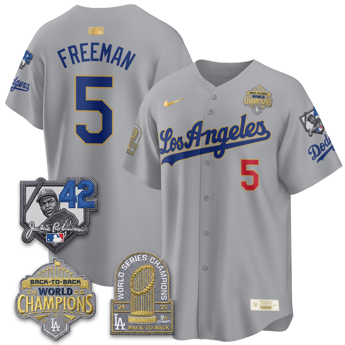 Los Angeles Dodgers 2026 New Era Gold Collection Vapor Limited Jersey - B2B Champs - All Stitched