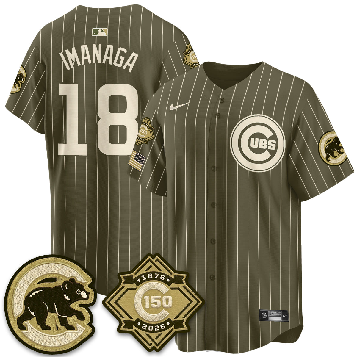 Chicago Cubs New Era Olive 2026 Armed Forces Day Jersey -All Stitched
