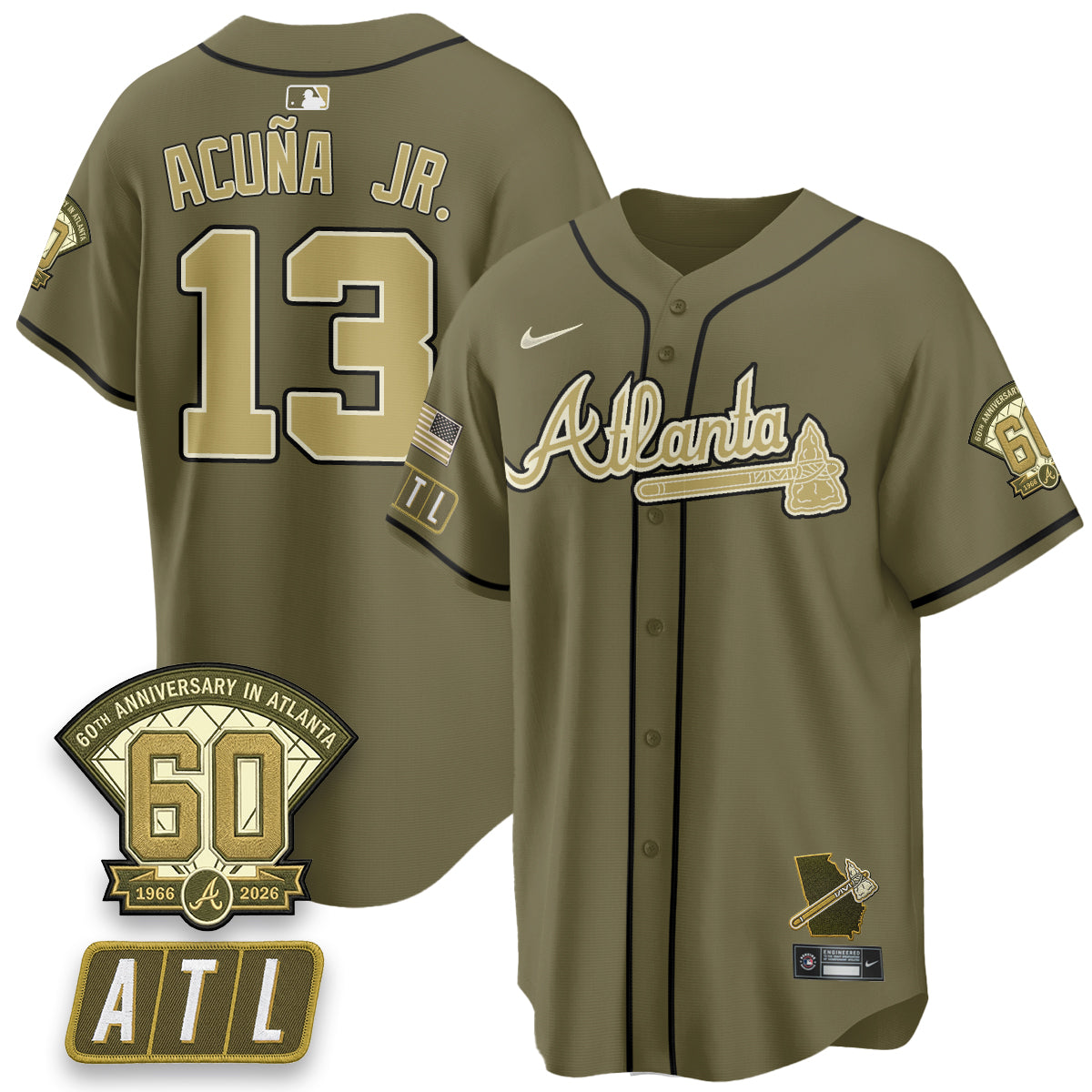 Atlanta Braves New Era Olive 2026 Armed Forces Day Vapor Limited Jersey - All Stitched