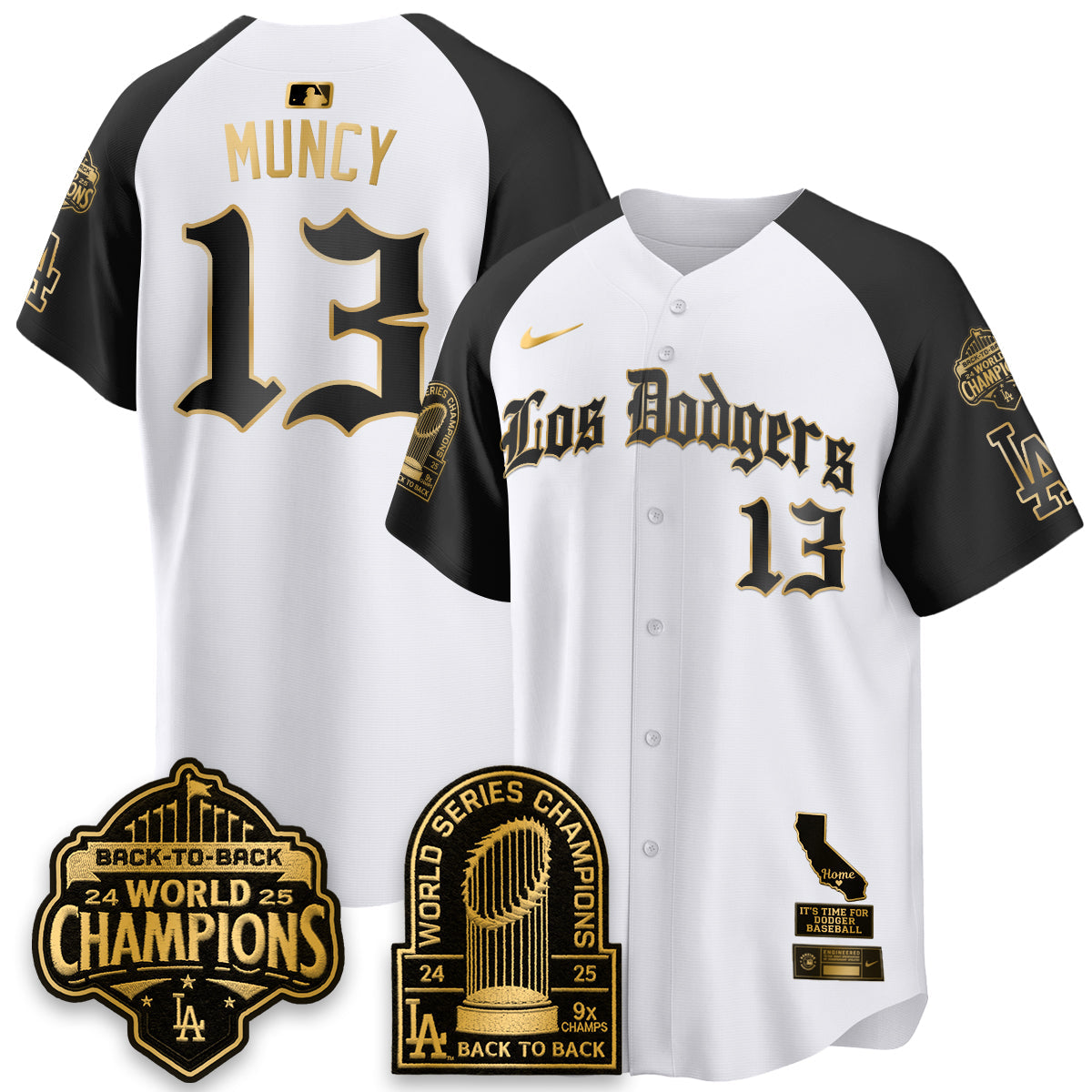 Los Angeles Dodgers World Series Champions Vapor Premier Limited Gothic Edition Jersey - All Stitched