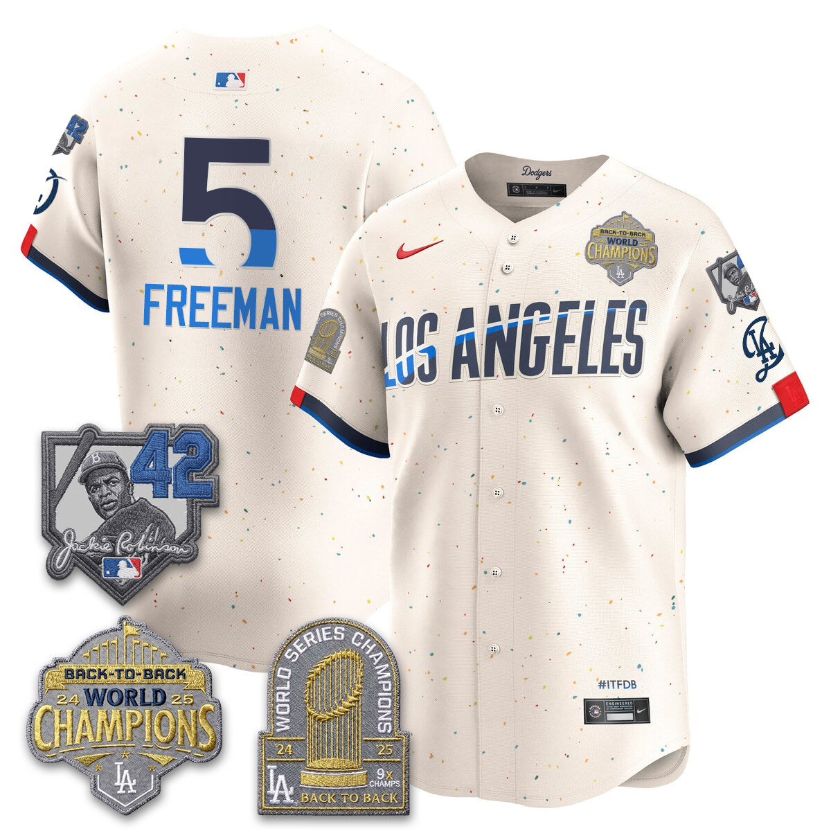 Los Angeles Dodgers 2026 New Era Gold Collection Vapor Limited Jersey - B2B Champs - All Stitched