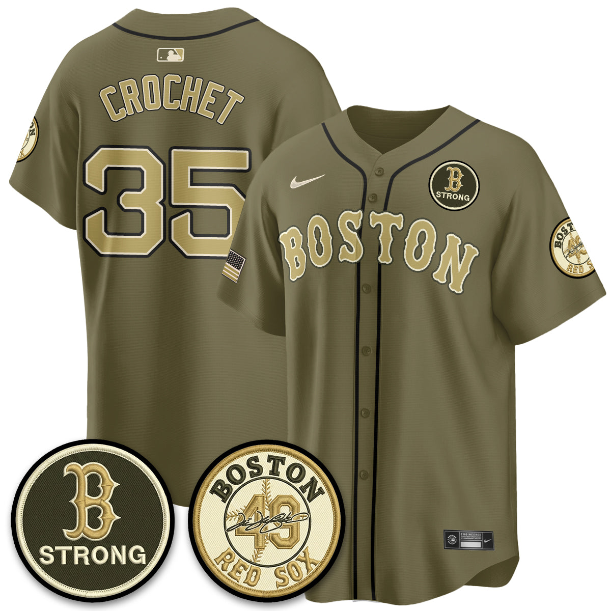 Boston Red Sox New Era Olive 2026 Armed Forces Day Jersey - All Stitched