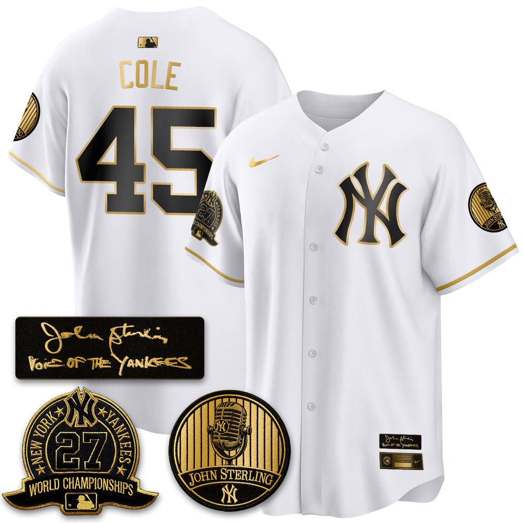 NYY John Sterling Tribute Patch Vapor Premier Limited Jersey - Stitched