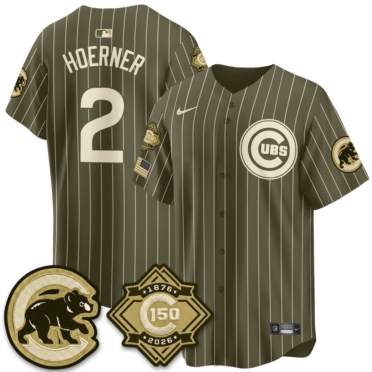 Chicago Cubs New Era Olive 2026 Armed Forces Day Jersey -All Stitched
