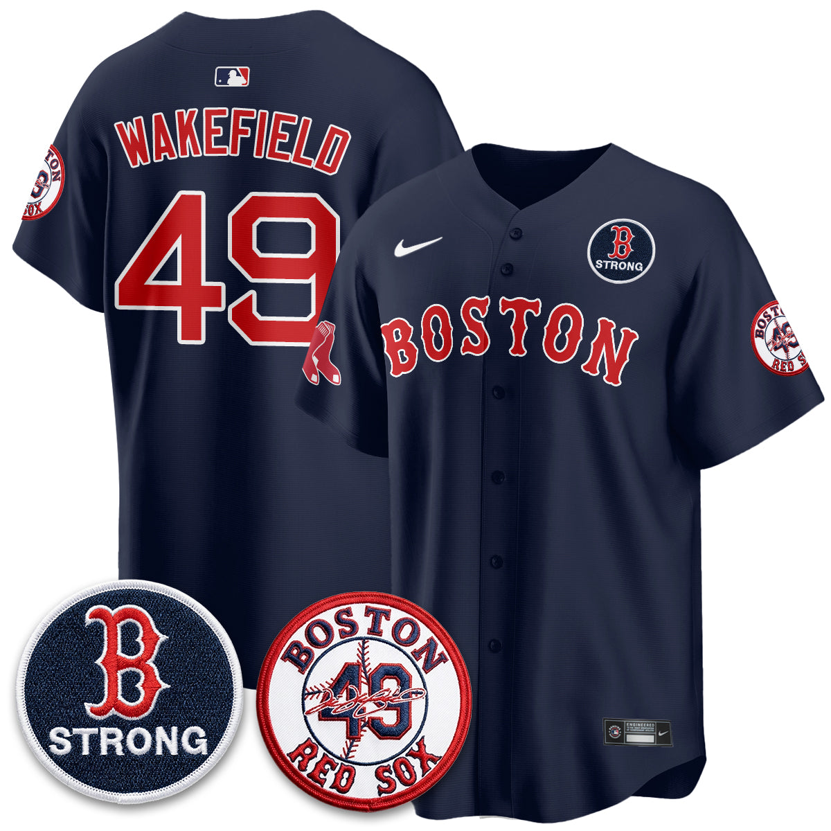 Boston Red Sox Tim Wakefield Memorial Patch Vaper Premier Limited Jersey - All Stitched V2