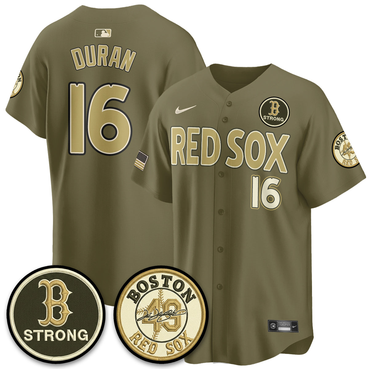 Boston Red Sox New Era Olive 2026 Armed Forces Day Jersey - All Stitched