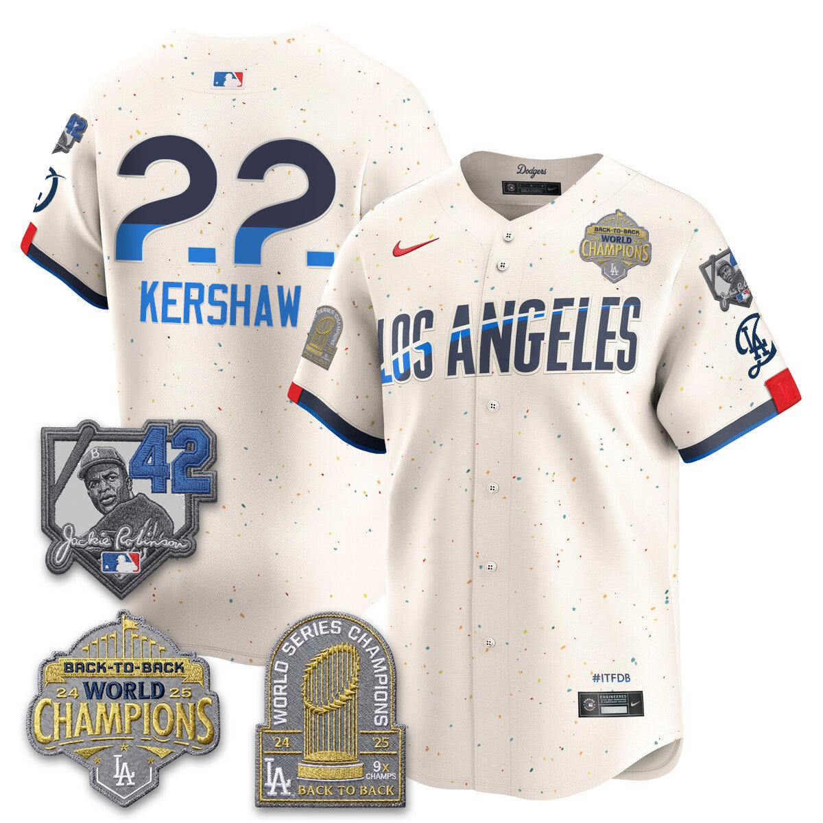 Los Angeles Dodgers 2026 New Era Gold Collection Vapor Limited Jersey - B2B Champs - All Stitched