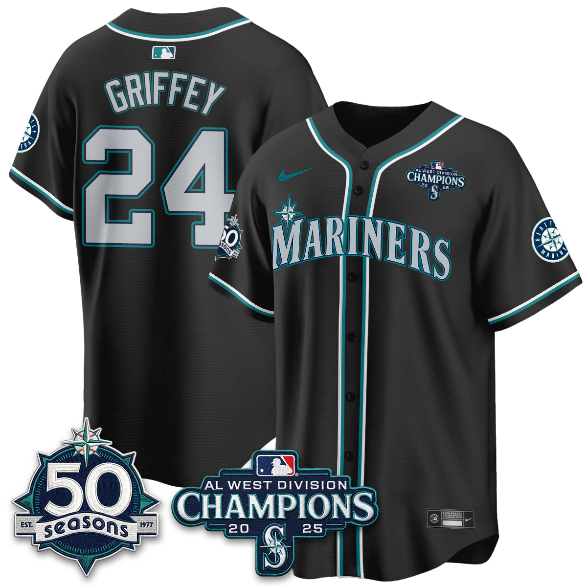 Seattle Mariners 50th Anniversary Black Out Style Vapor Premier Limited Men Jersey - All Stitched