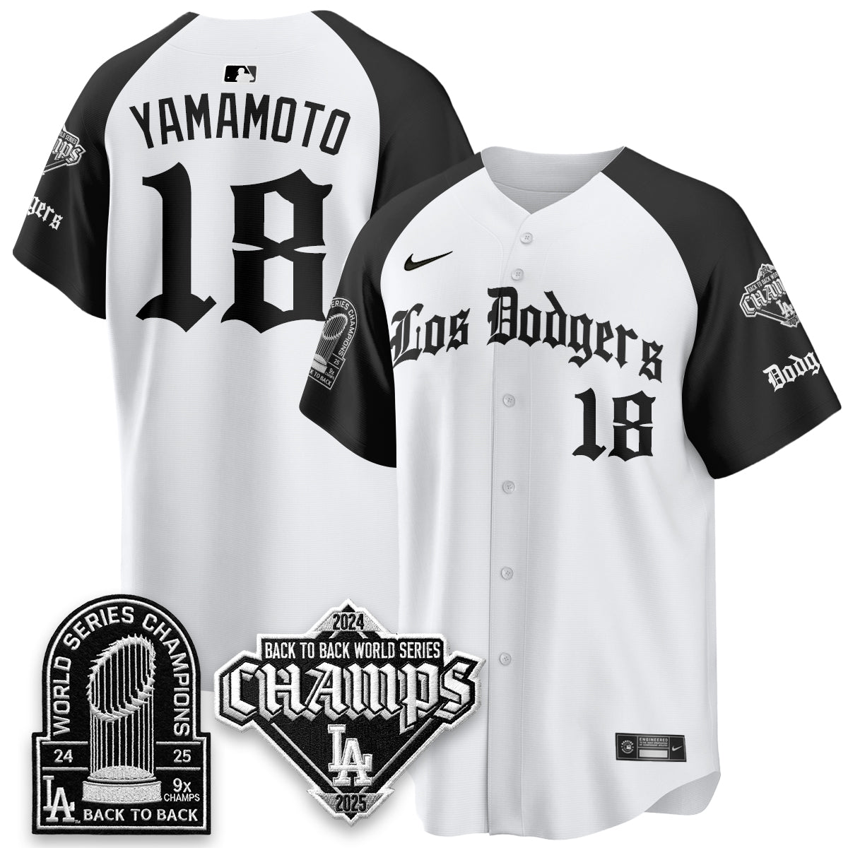 Los Angeles Dodgers World Series Champions B2B Patch Vapor Premier Limited Gothic Edition Jersey - All Stitched