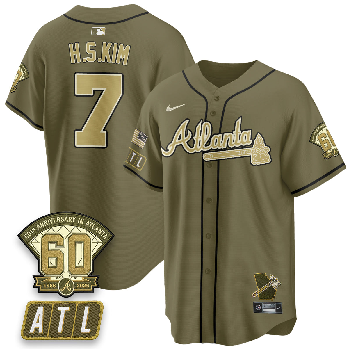 Atlanta Braves New Era Olive 2026 Armed Forces Day Vapor Limited Jersey - All Stitched
