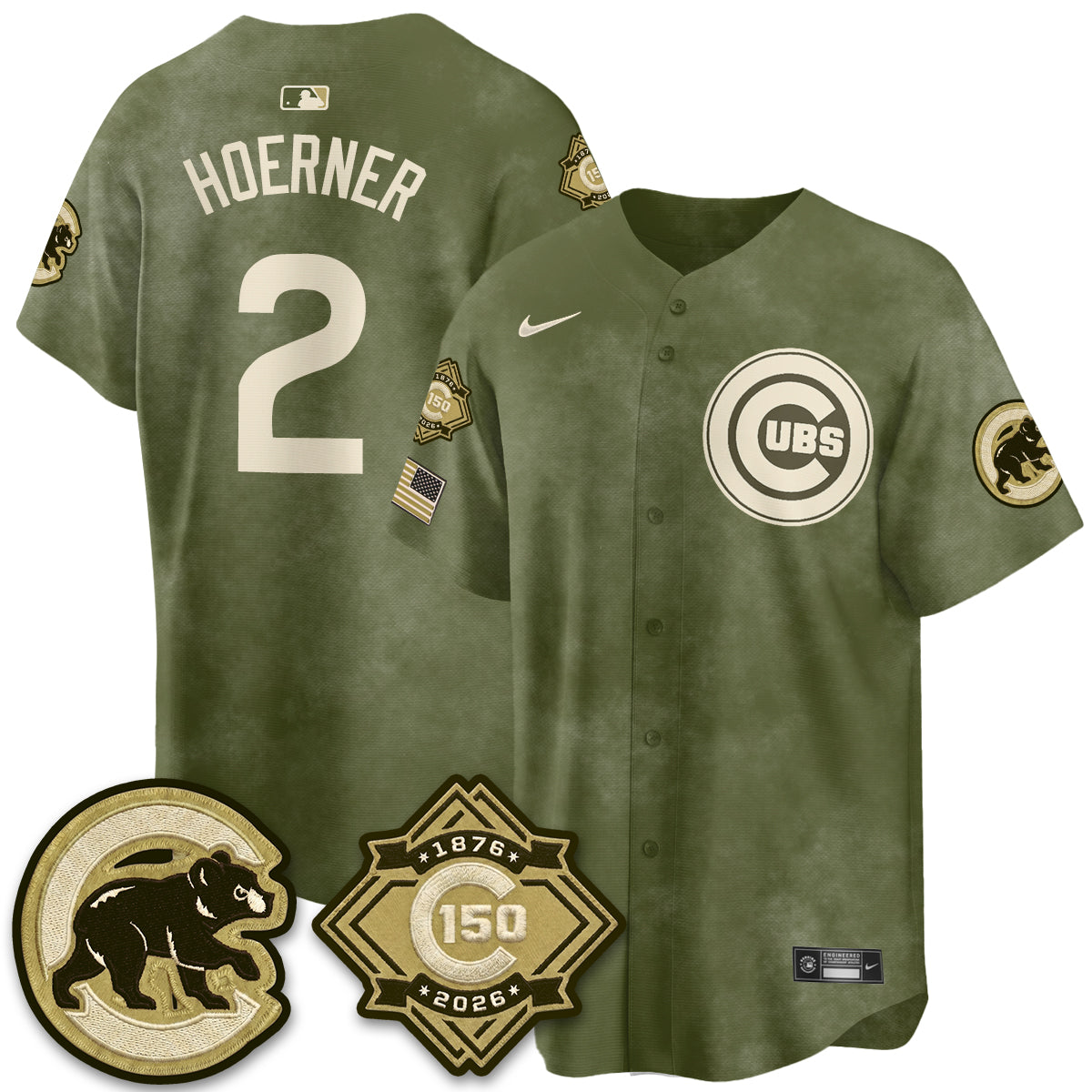 CHC New Era Olive 2026 Armed Forces Day Jersey -All Stitched